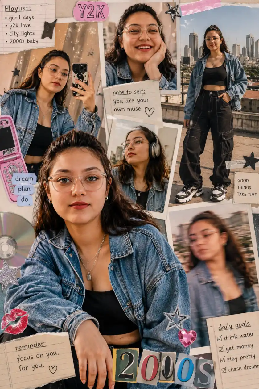 Aesthetic Y2K Photo Collage with Editorial Fashion Vibes