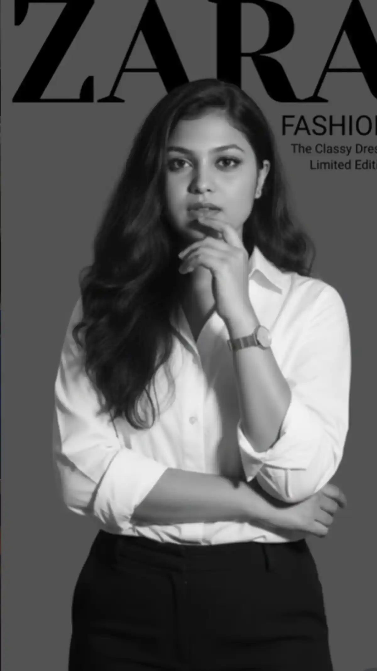 ZARA-Style Fashion Poster AI Prompt | 4K Grayscale DSLR Magazine Cover Look