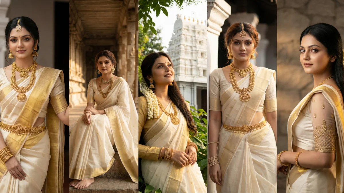 5 Insta Trending South Indian Saree Gemini AI Photo Prompts Create Traditional Divine Portraits