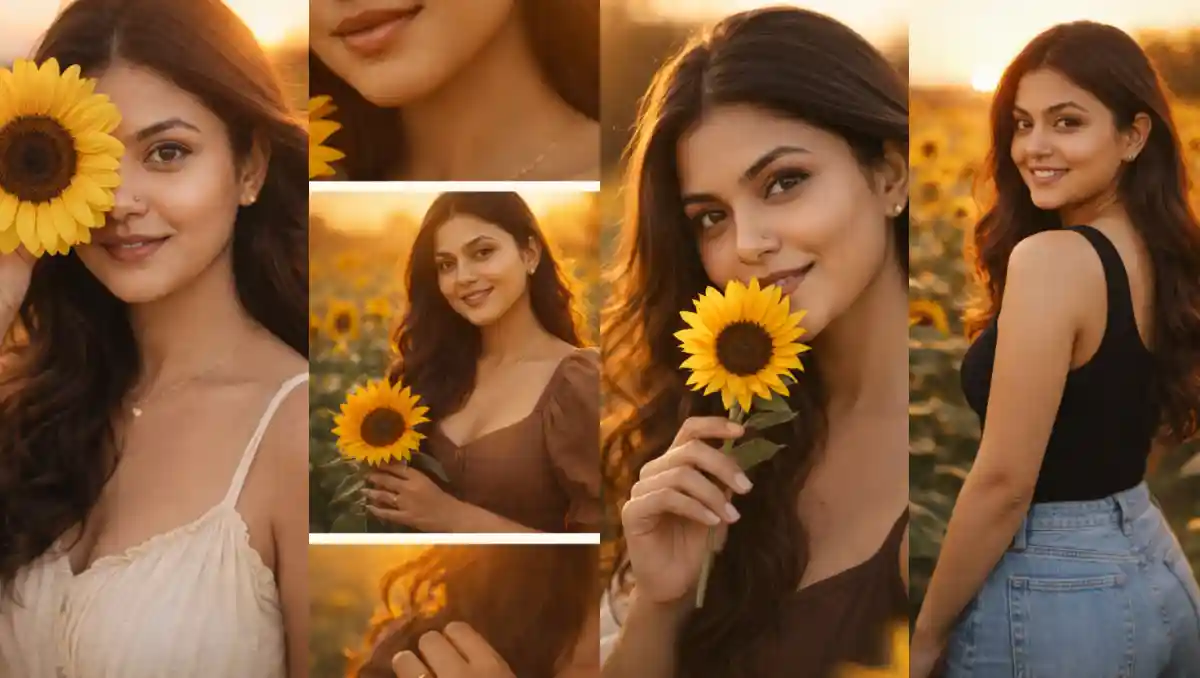 Sunflower Field Photoshoot Gemini Prompt – Create Dreamy Golden Hour AI Portraits