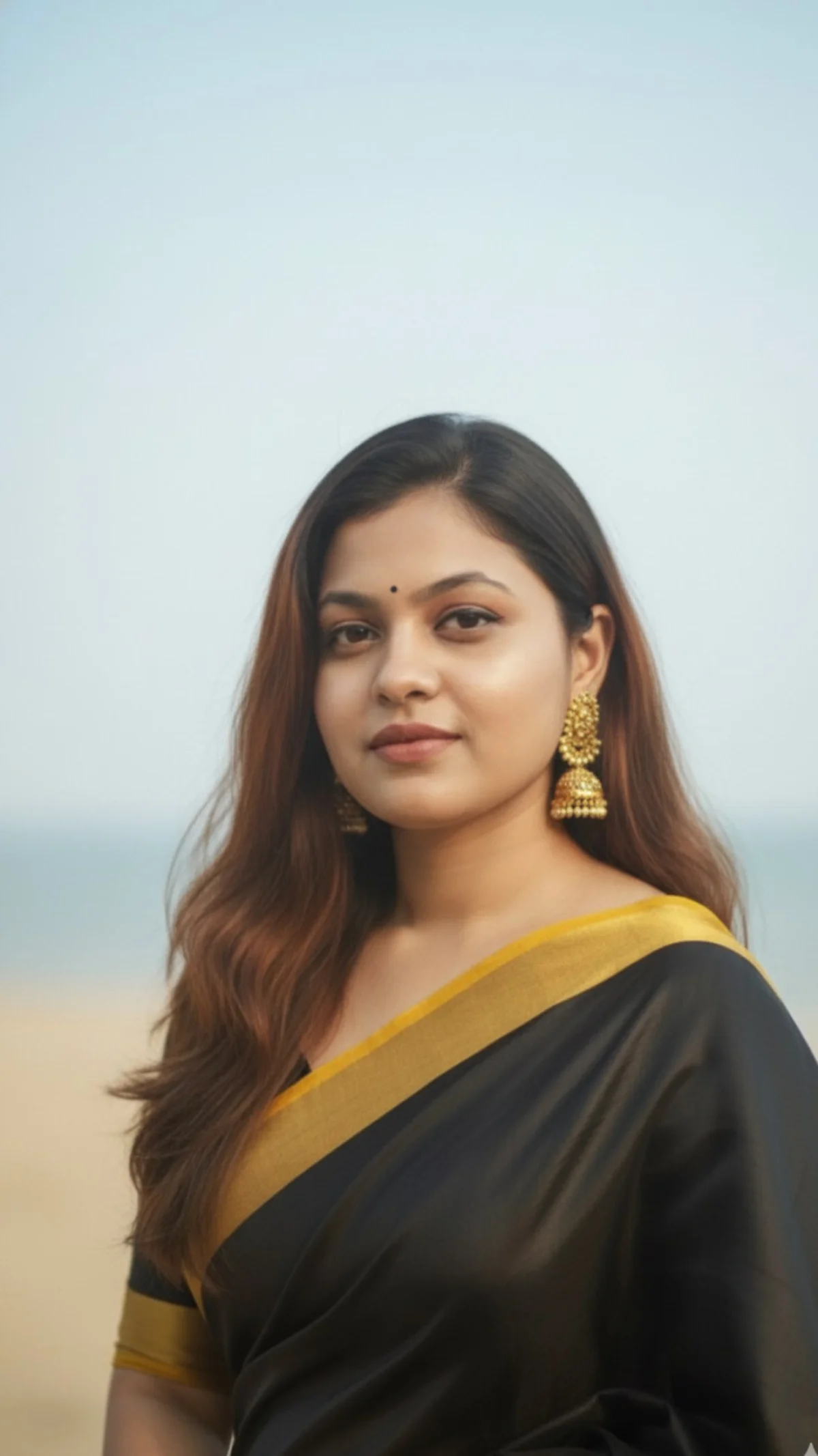 Grace in Contrast: A Serene Portrait of a Young Indian Woman