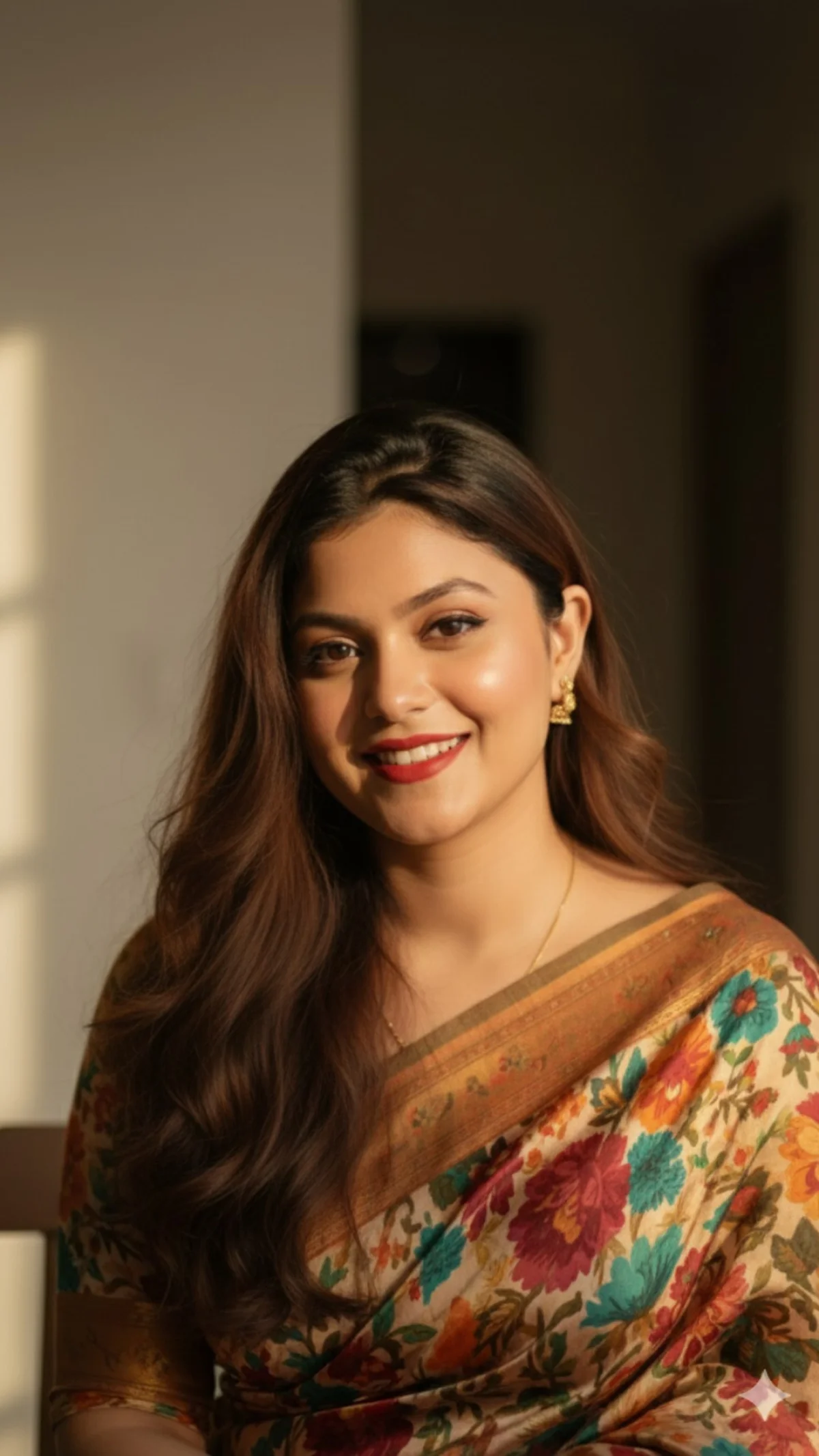 A Warm Portrait of a Young Woman in Traditional Indian Attire