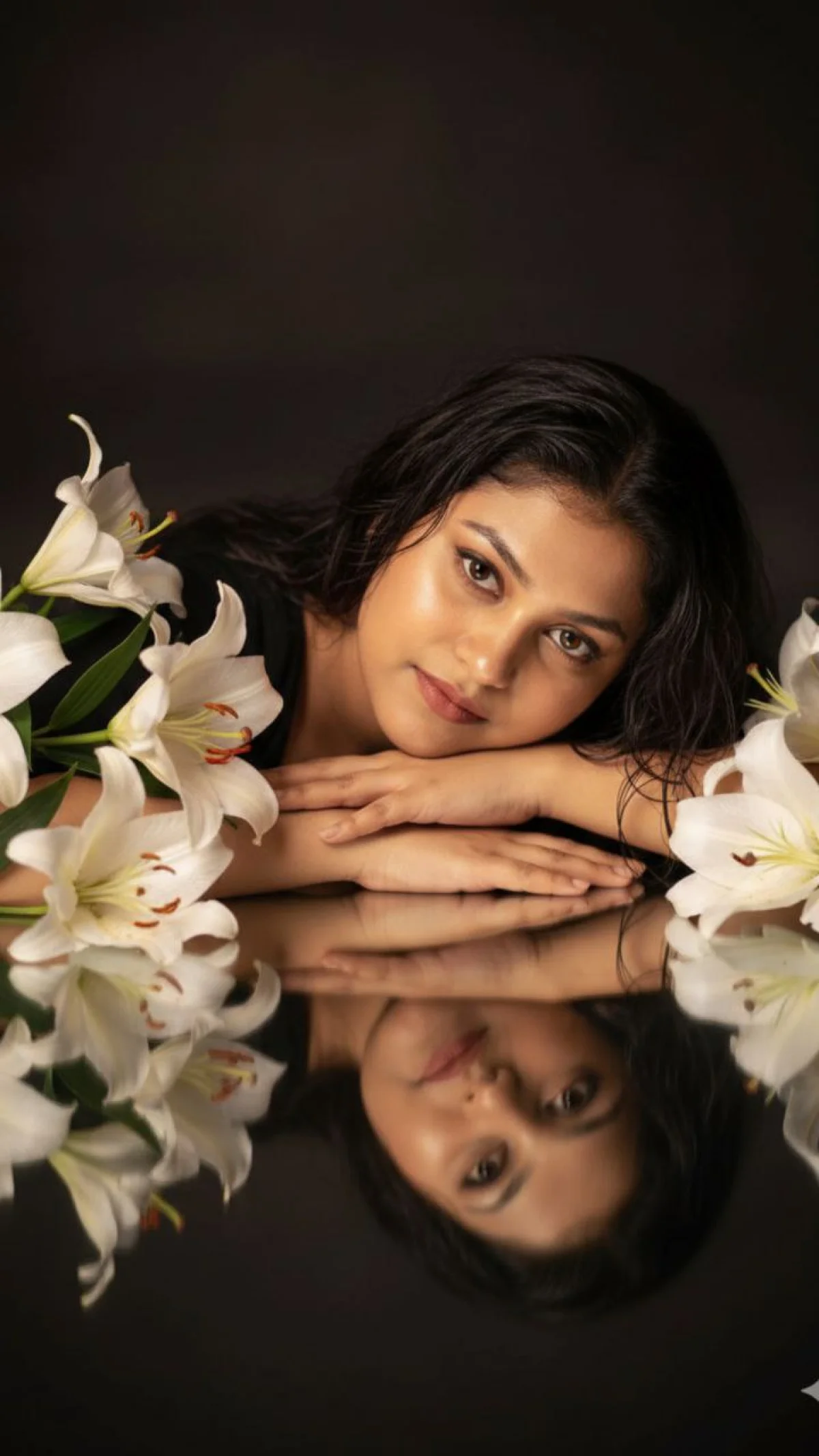 Serene Beauty Among Lilies