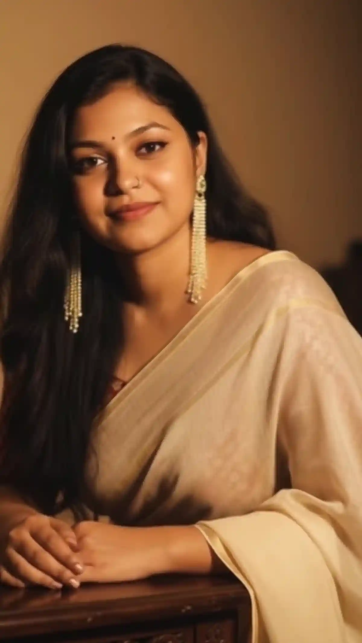 Cinematic Indian Woman Portrait AI Prompt | Photorealistic Saree Look in Warm Golden Lighting (4K, 9:16)