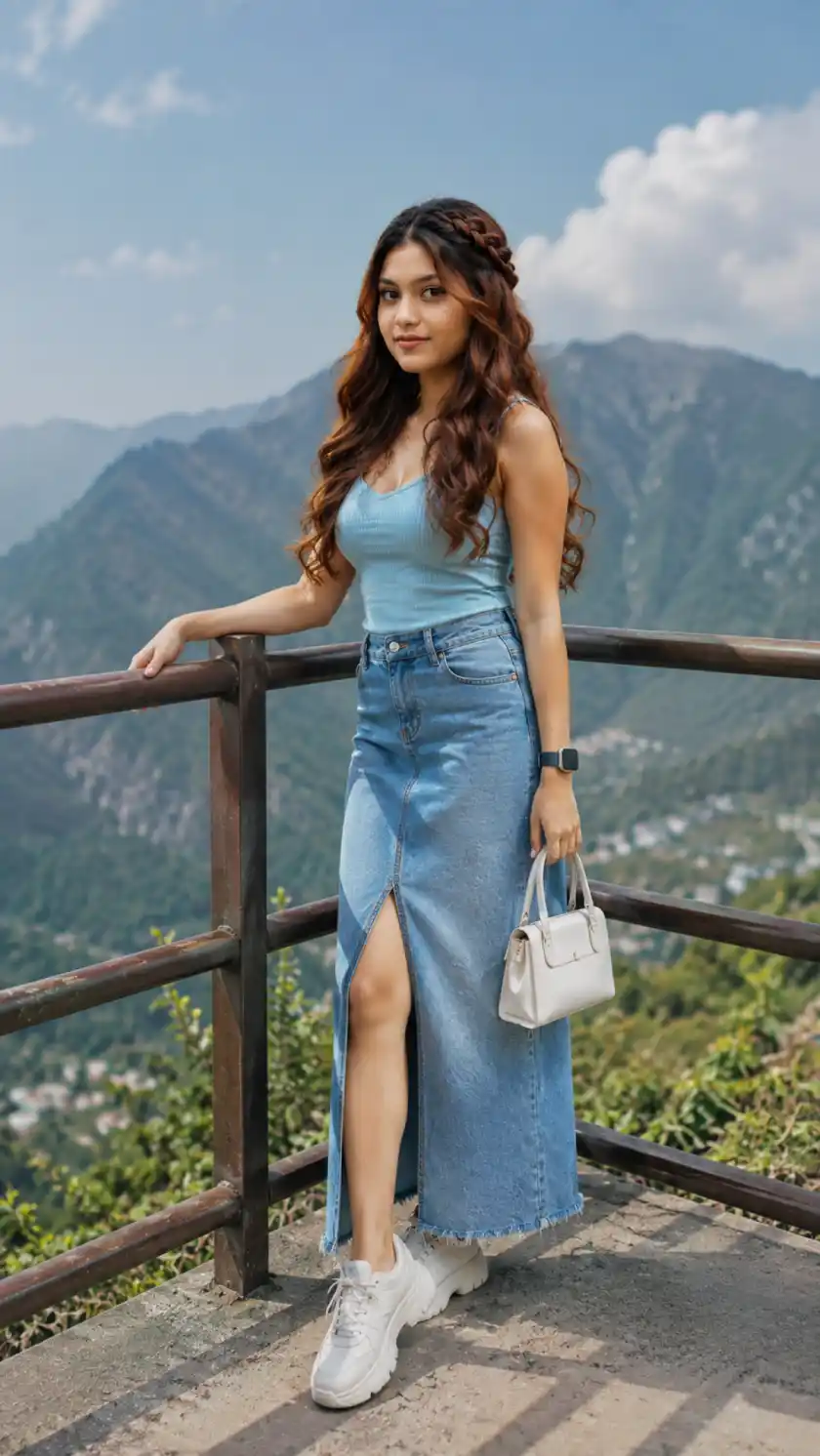 Aesthetic Mountain Girl AI Photo Prompt | Indian Girl Travel Look